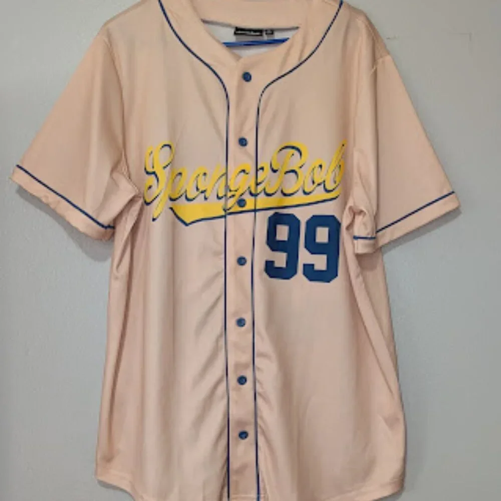 Nickelodeon‎ Blue and Cream Retro Baseball Jersey